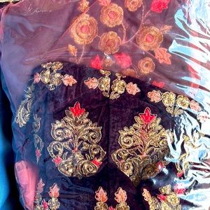 Velvet Maroon lengha